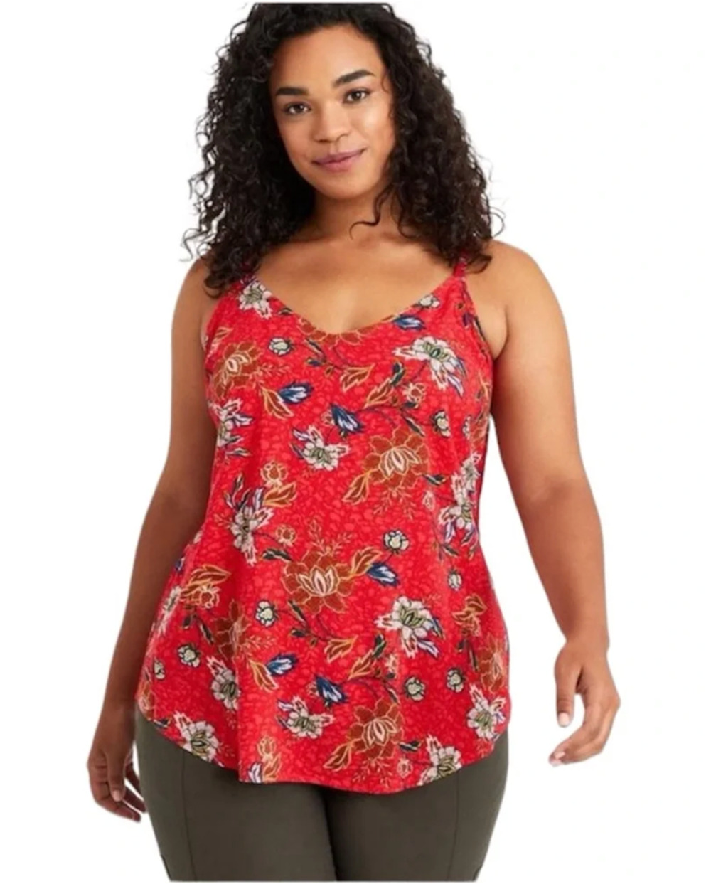 New Torrid Size 2X Red Floral Camisole Tank Top Lightweight Stretch Tropical